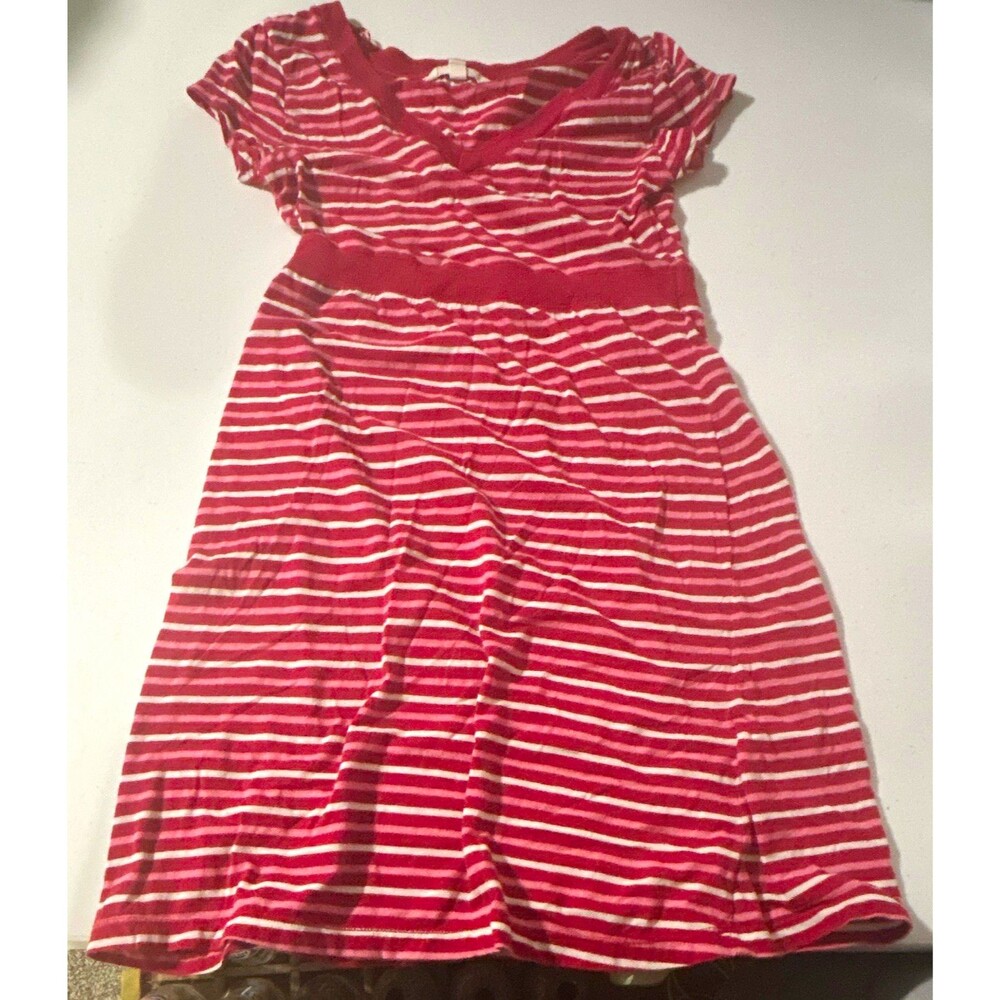 Aéropostale Girl’s Red/White Striped V-Neck, Cotton T-Shirt Dress: Size S